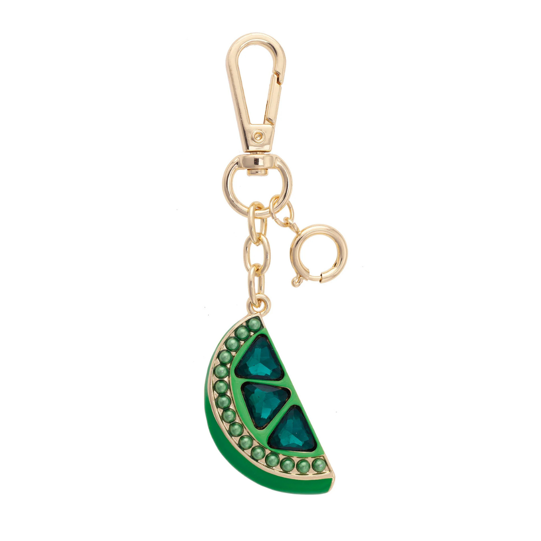 Pave Lime Wedge Bag Charm in Green
