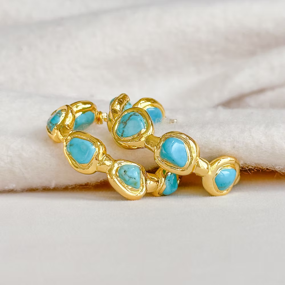 Paradise Hoops | Turquoise/Gold