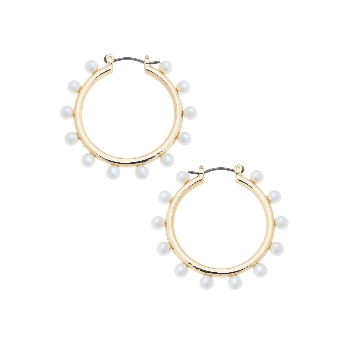 Winslie Pearl Studded Hoop Earrings in Ivory