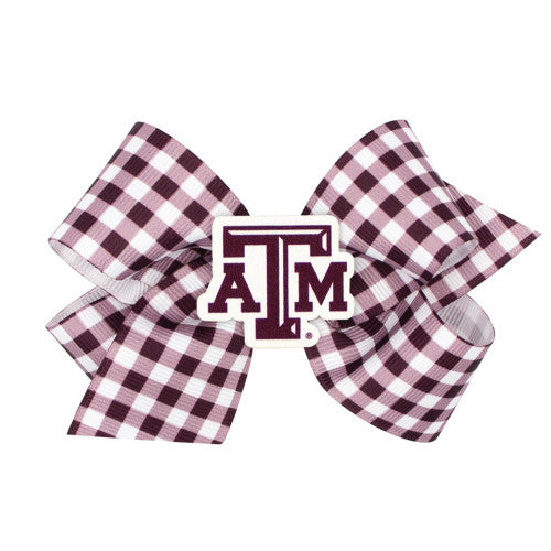 Medium Gingham Bow - Maroon & White