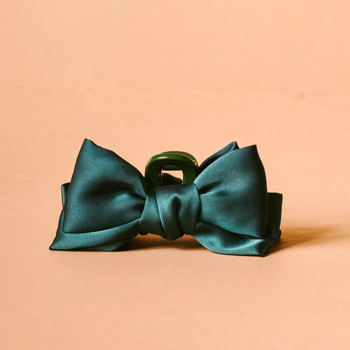 Green Mini Satin Bow Claw Clip