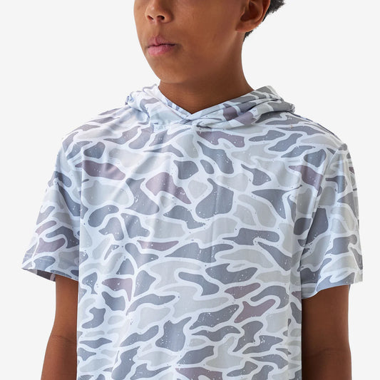 Youth Short Sleeve Performance Hoodie | White Camo