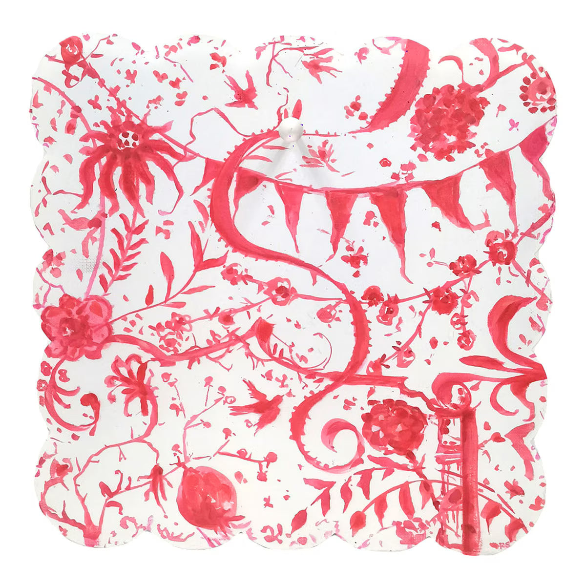 Red Chinoiserie Scallop Display Board