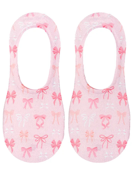 No-Show Liner Socks - Ribbon Bows - Pink