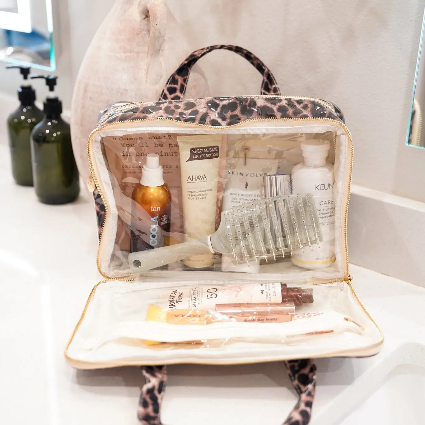 Leopard - Clear Coat Toiletry Case