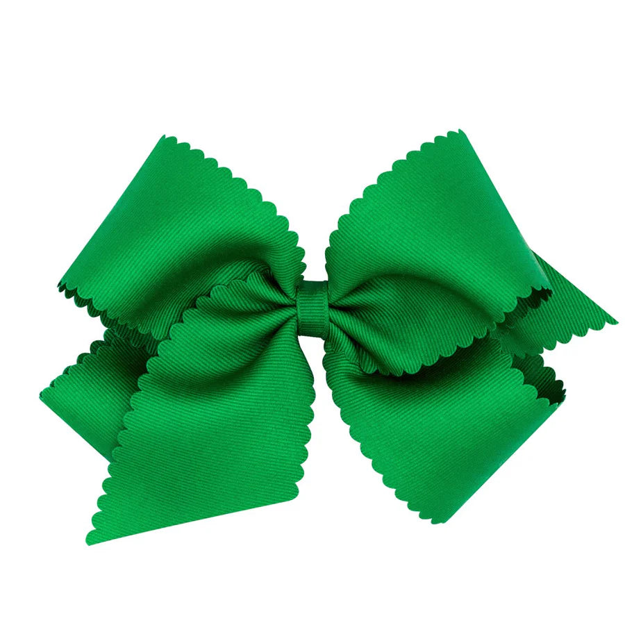 Scalloped Edge Grosgrain Bow | Green