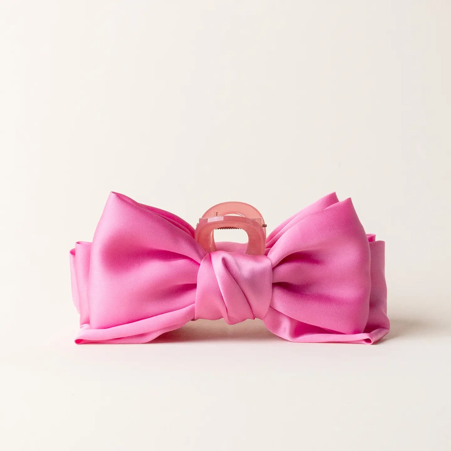 Satin Bow Claw Clip-Hot Pink