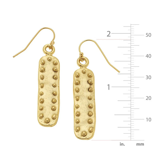 Gold Bar with Dots Earrings