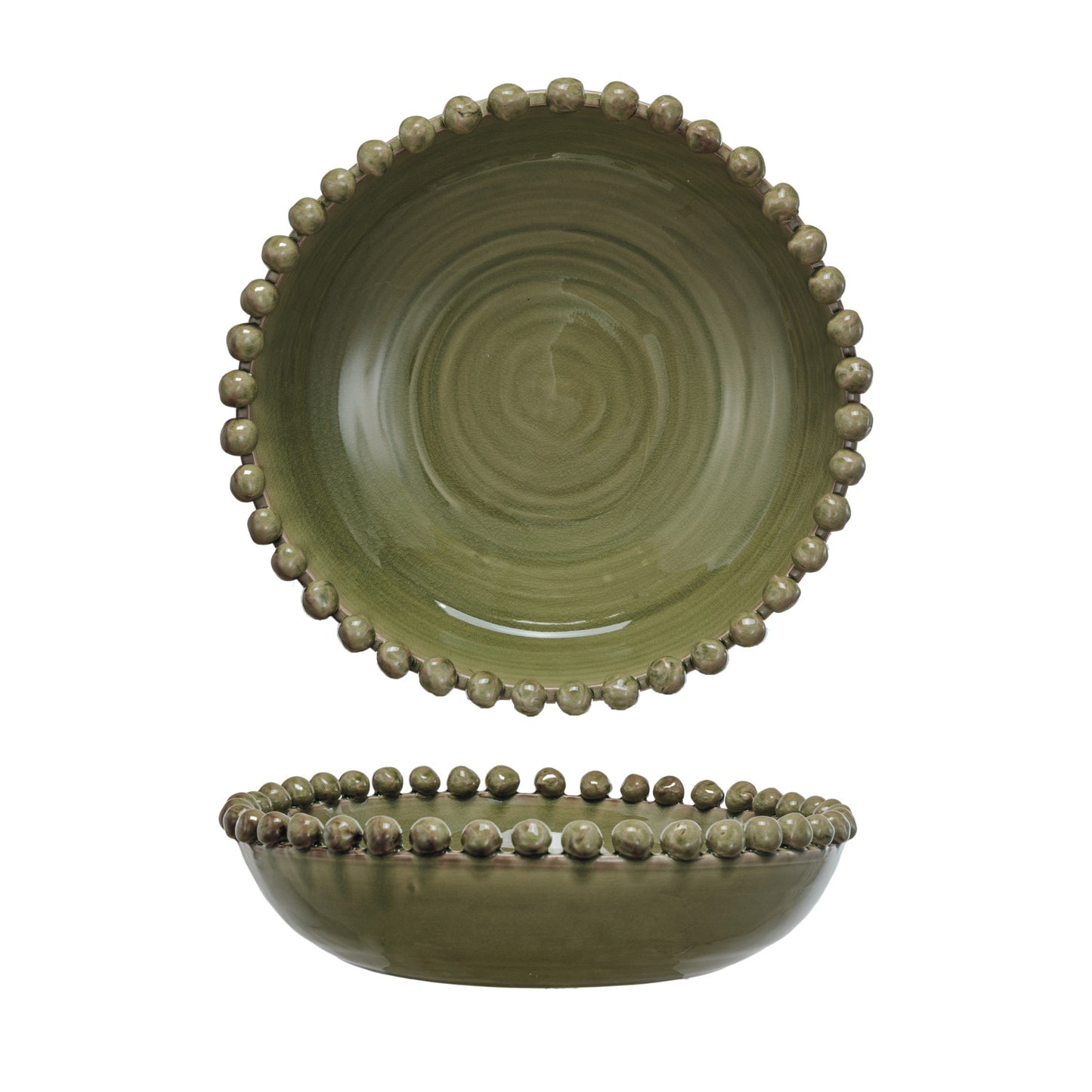 Decorative Handmade Terra-cotta Bowl w/ Hobnail Edge | PICK UP ONLY