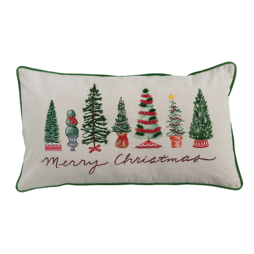 32" Merry Christmas with Trees Lumbar Pillow Regular price