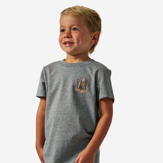 Youth Short Sleeve Tee | Camo Duck Dogs | Dark Heather Grey