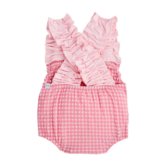 Girls' Crinkle Check Swimsuit