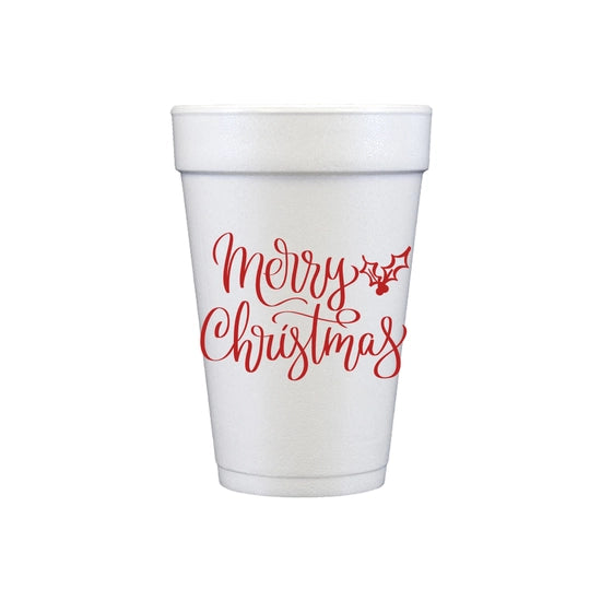 Merry Christmas Foam Cups