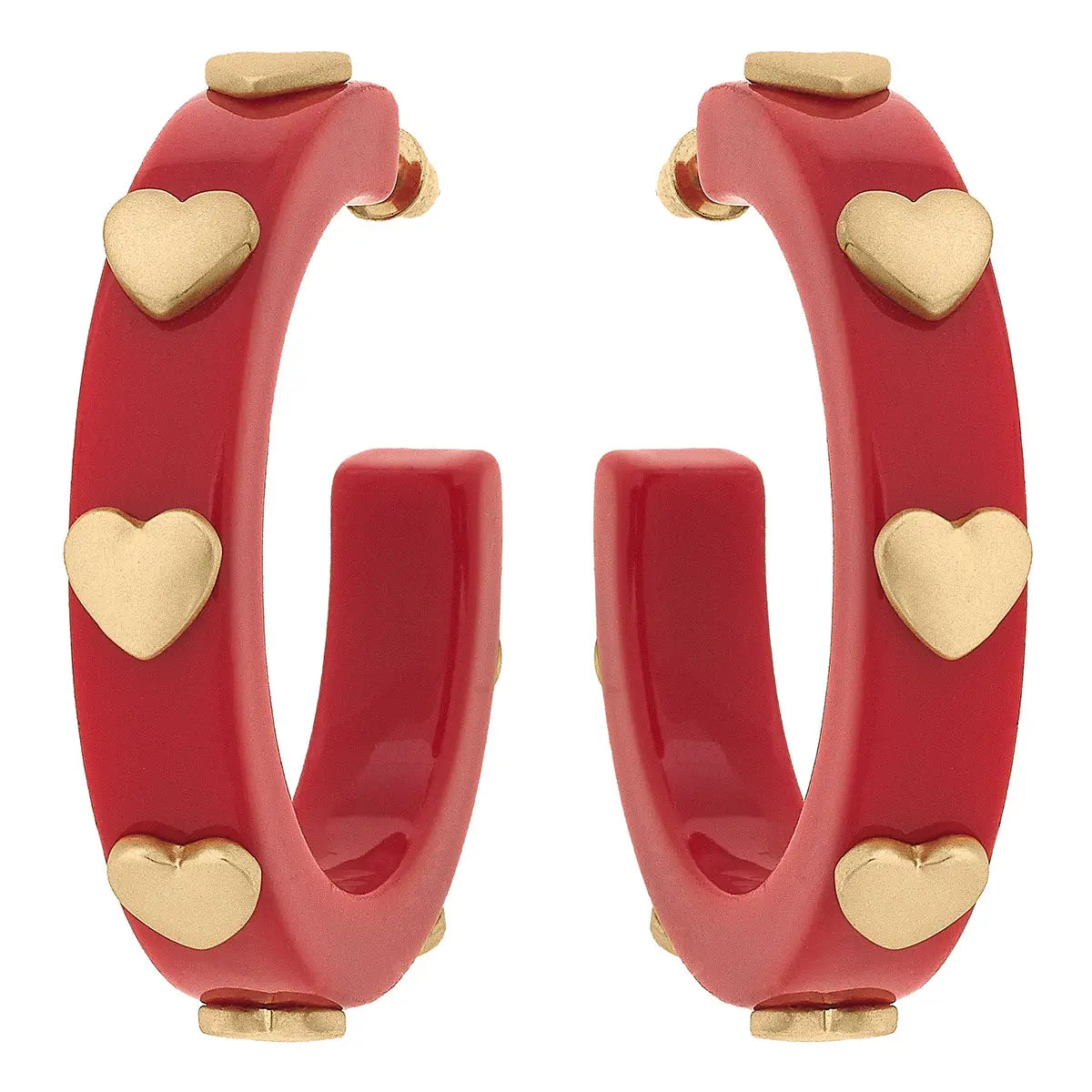 Libby Heart Resin Hoop Earrings | Red