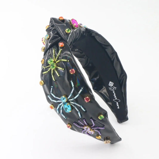 Black Headband with Neon Crystal Spiders | Brianna Cannon