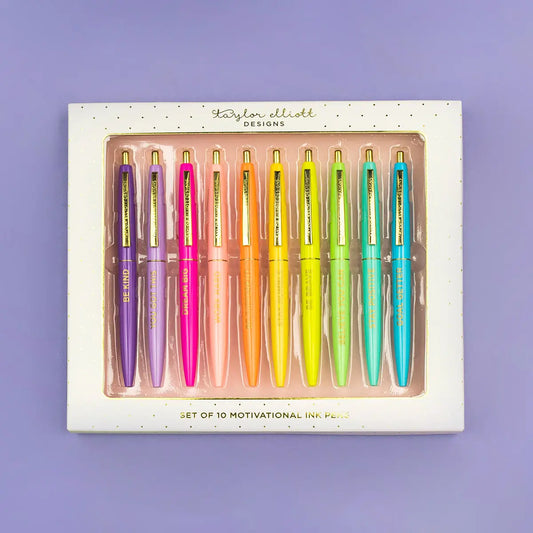 Pen Set - Motivational - Black Ink - 10 Piece Set