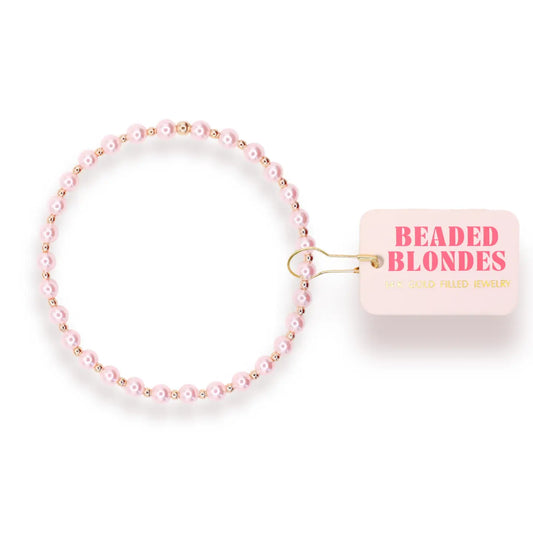 Pink Mini Luci Pearl Bracelet in Gold | Extended
