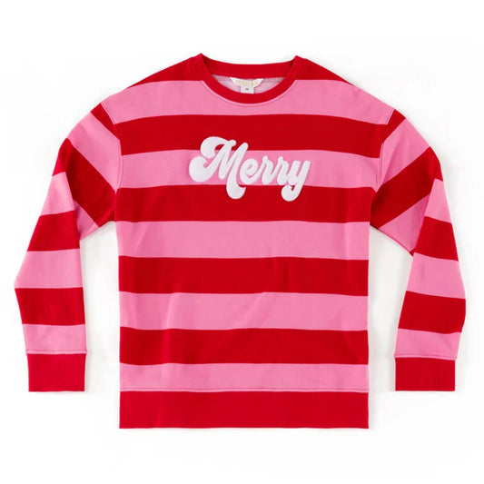 "Merry" Stripe Sweatshirt