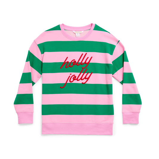 "Holly Jolly" Striped Classic Sweatshirt