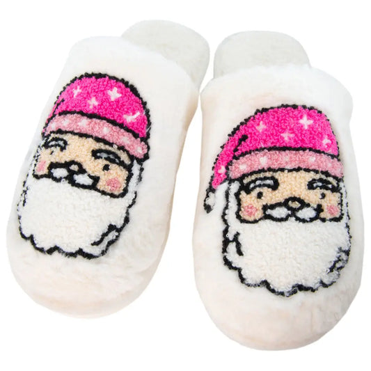 Pink Santa Face Women's House Slippers