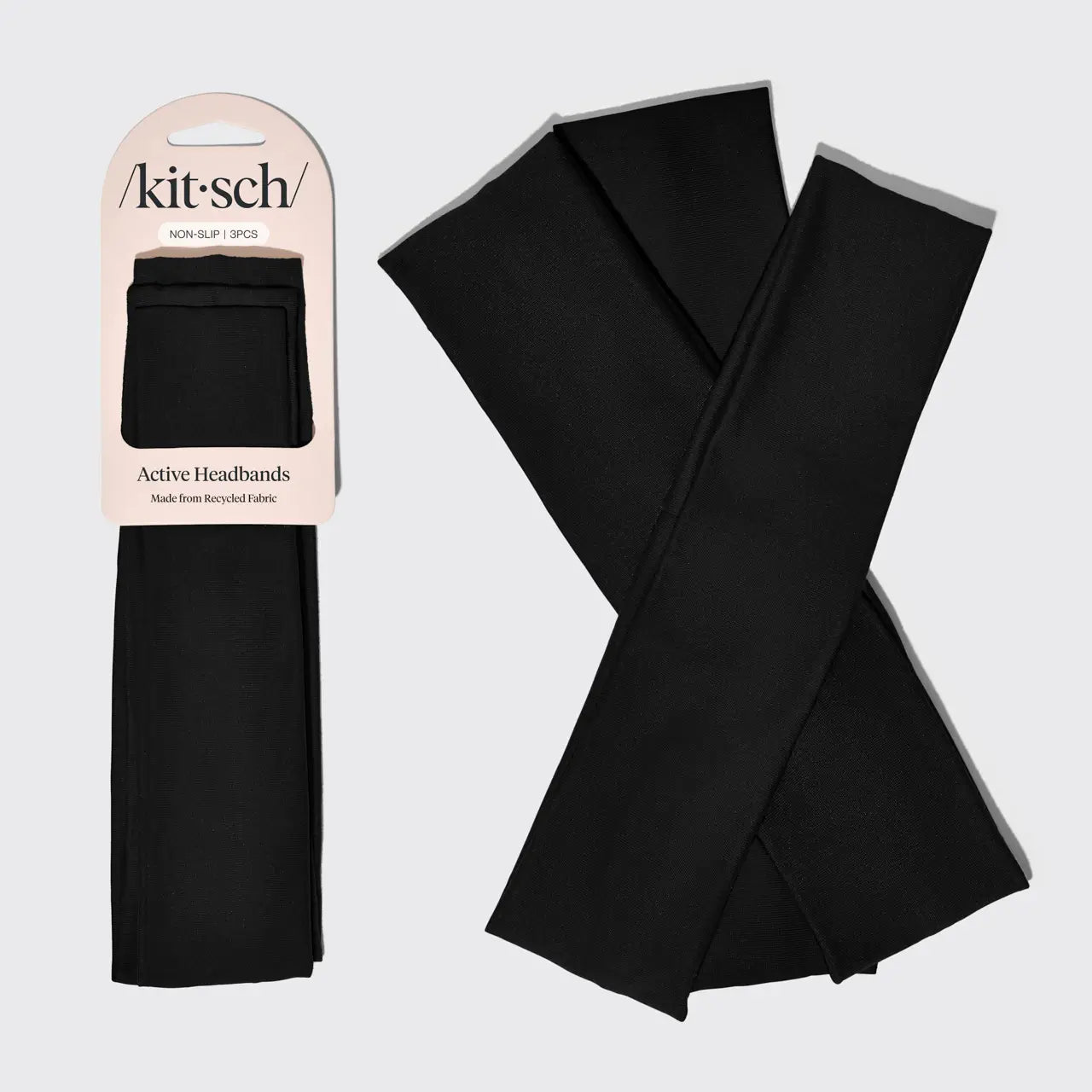 Recycled Active Headbands 3pc Set- Black