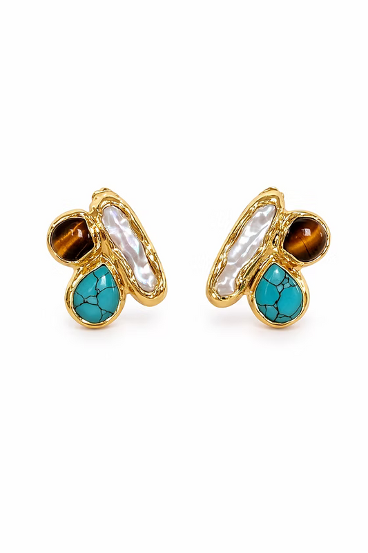Arch Earrings | Tirquoise/Tigers Eye
