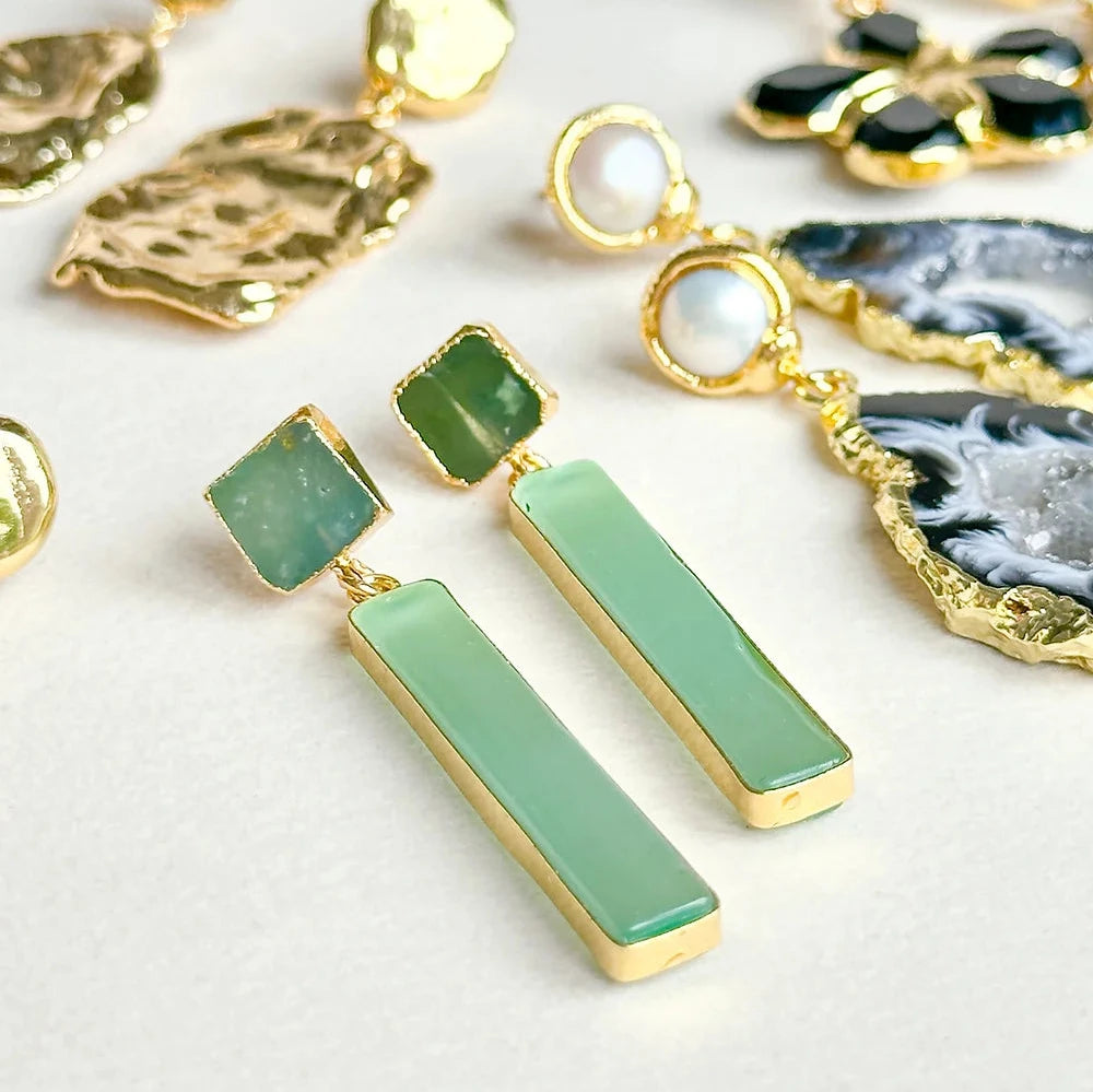 Green Glass Earrings