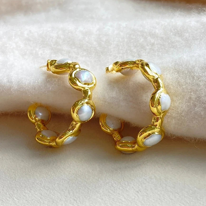 Paradise Pearl Hoop Earrings