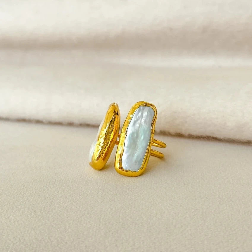 Double Linear Pearl Ring | Easton Elle