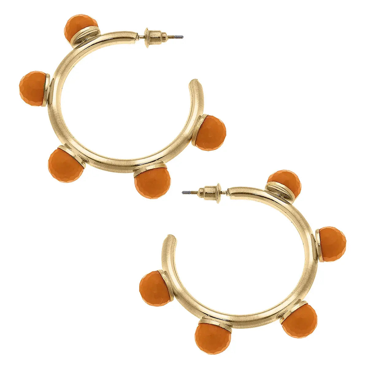 Allison Acrylic Beaded Hoop Earrings | Orange