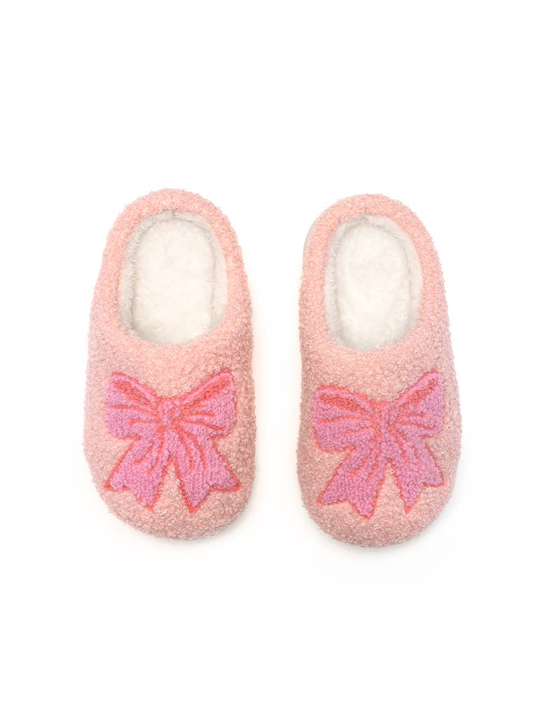 Pink Bows Kids Slippers