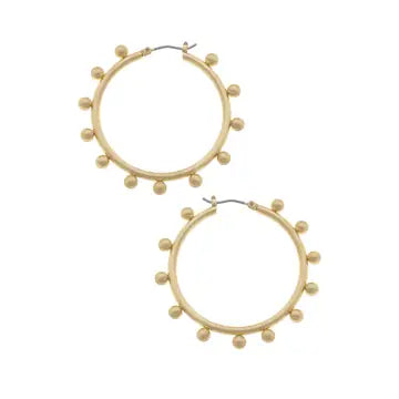 Katie Studded Satin Metal Statement Hoop Earrings