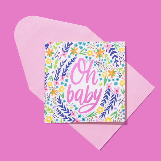 Gift Enclosure Card - "Oh Baby" - Pink