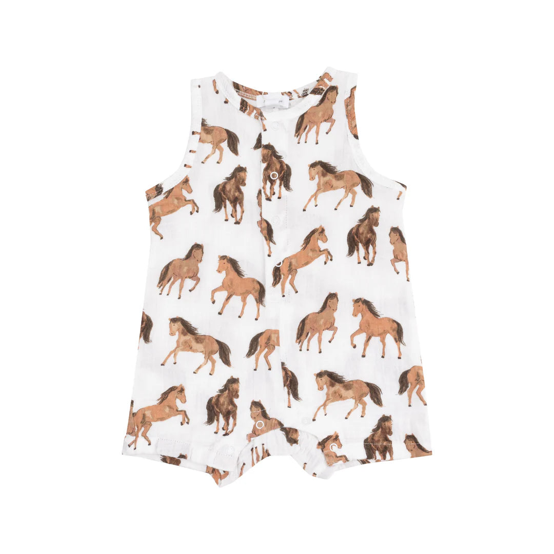 Sleeveless Shortie Romper | Horses