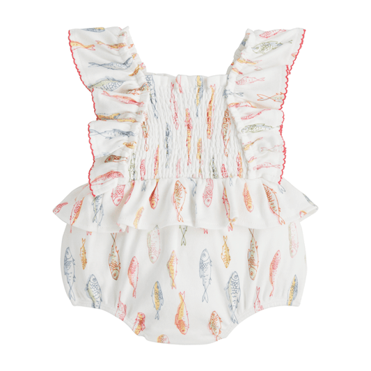 Fish Smocked Baby Bubble