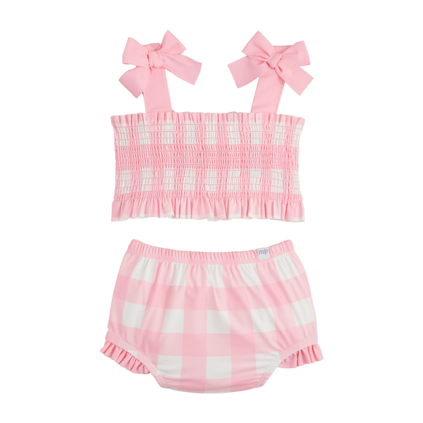 Girls' Gingham Smocked Swimsuit