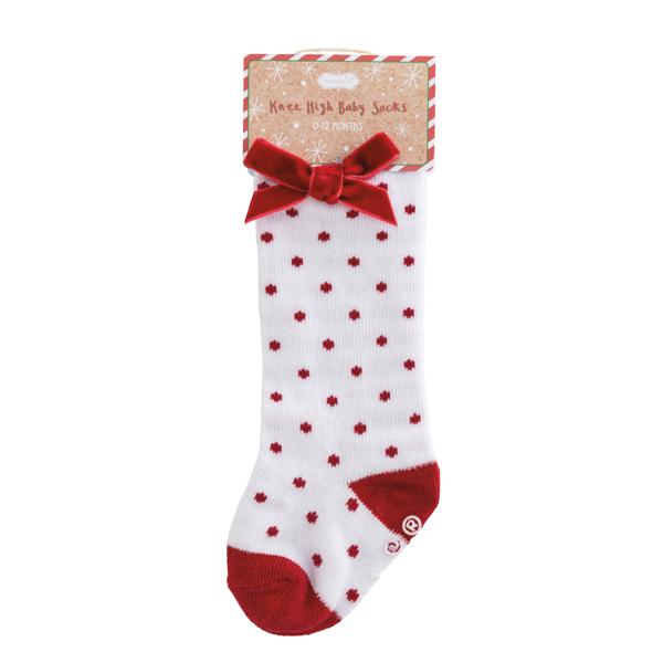 Red Dotted Knee High Baby Socks