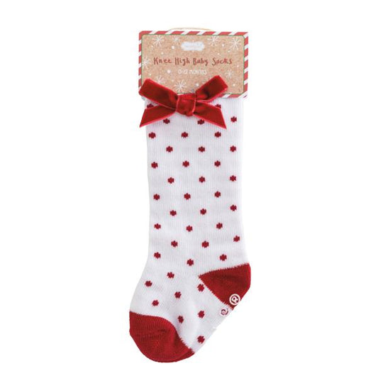 Red Dotted Knee High Baby Socks