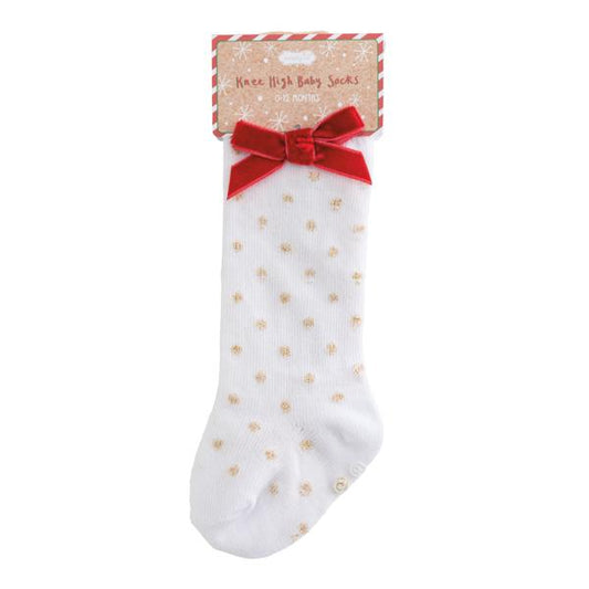 Red Dotted Knee High Baby Socks
