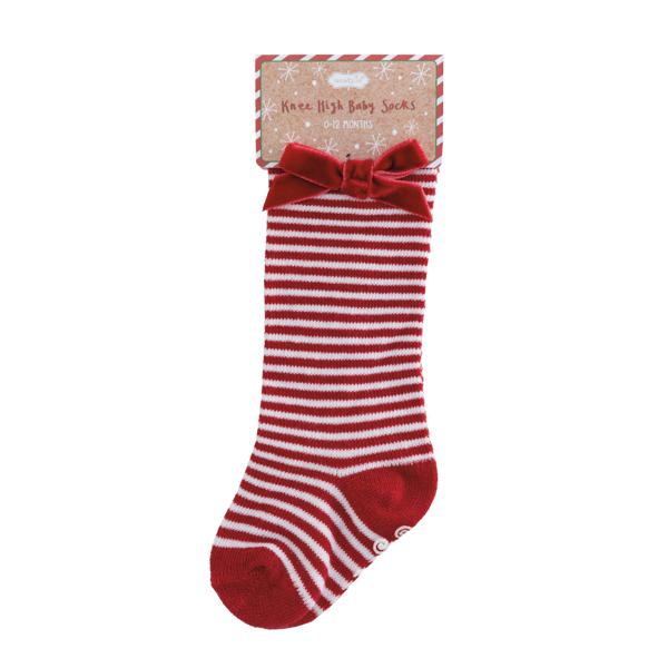 Red Dotted Knee High Baby Socks