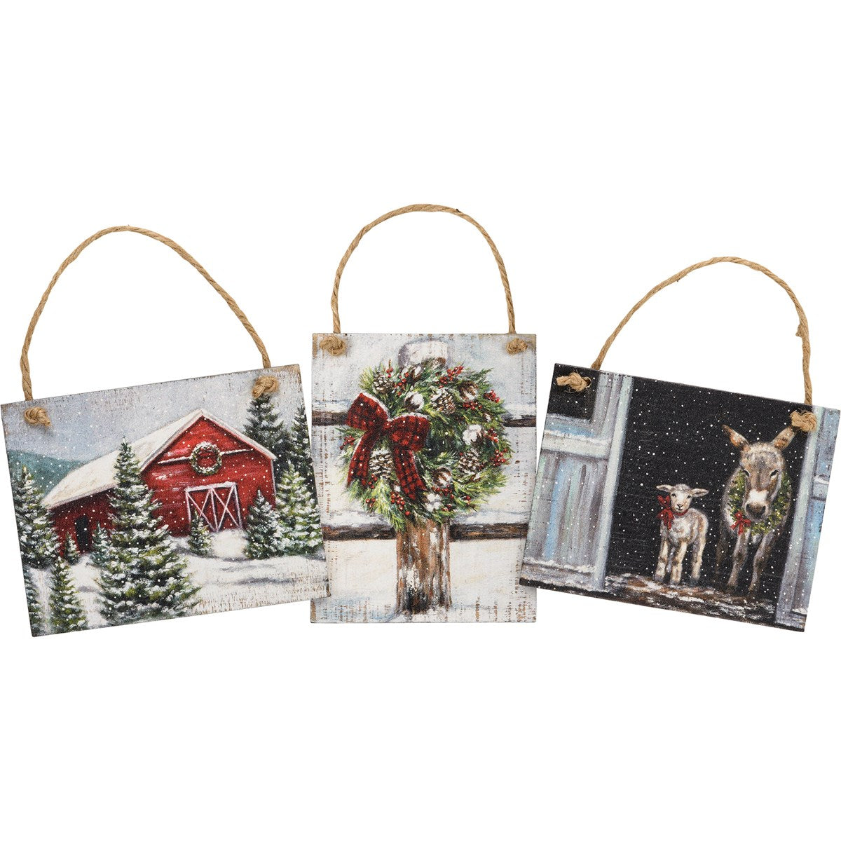 Wintry Farm Ornament Set