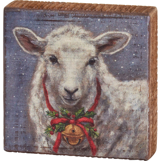 Festive Sheep Block Sign