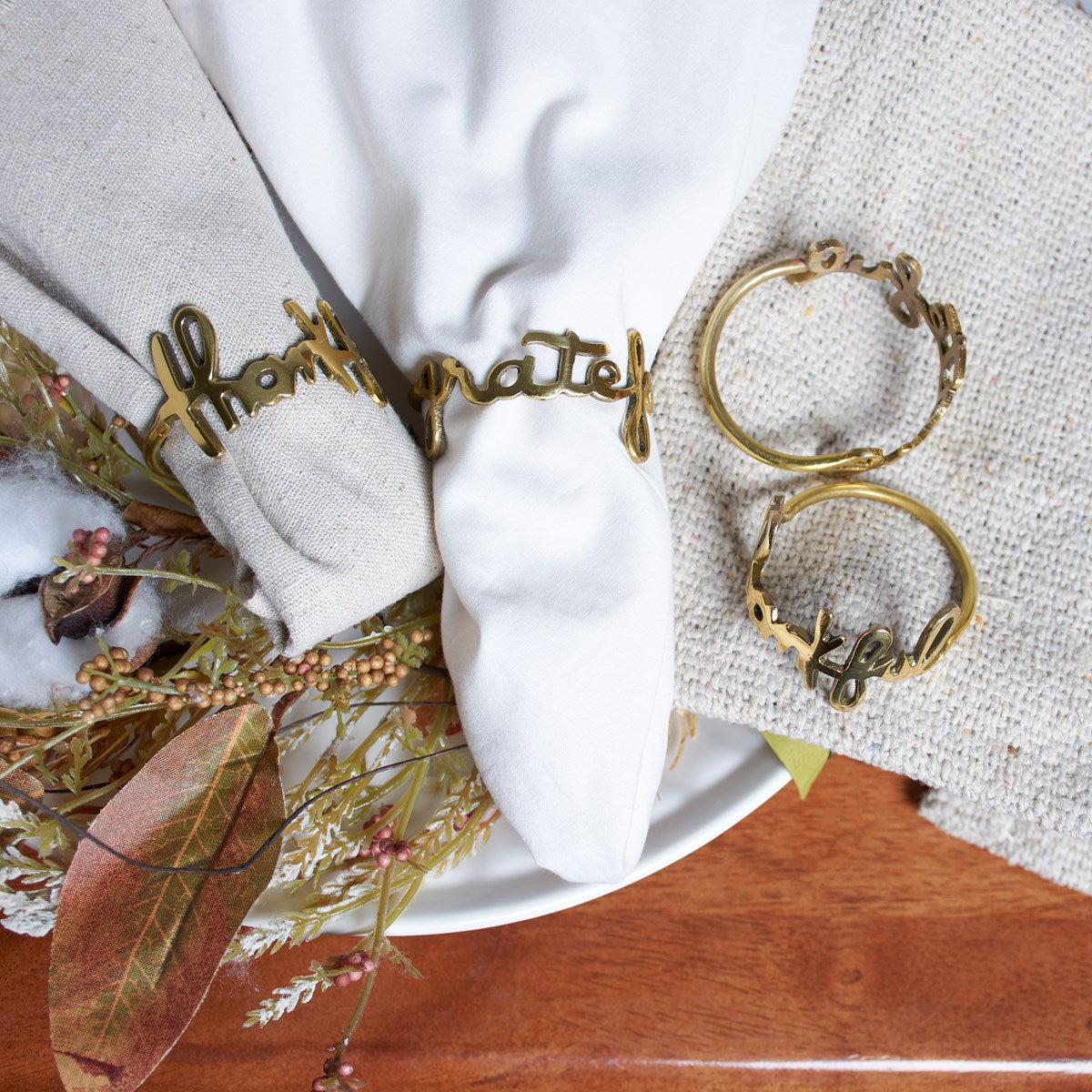 Napkin Ring Set | Grateful & Thankful