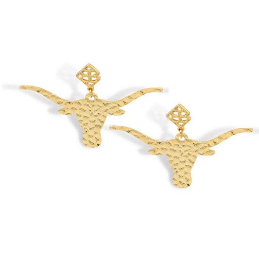 Texas Gold Longhorn Earring with BC Logo