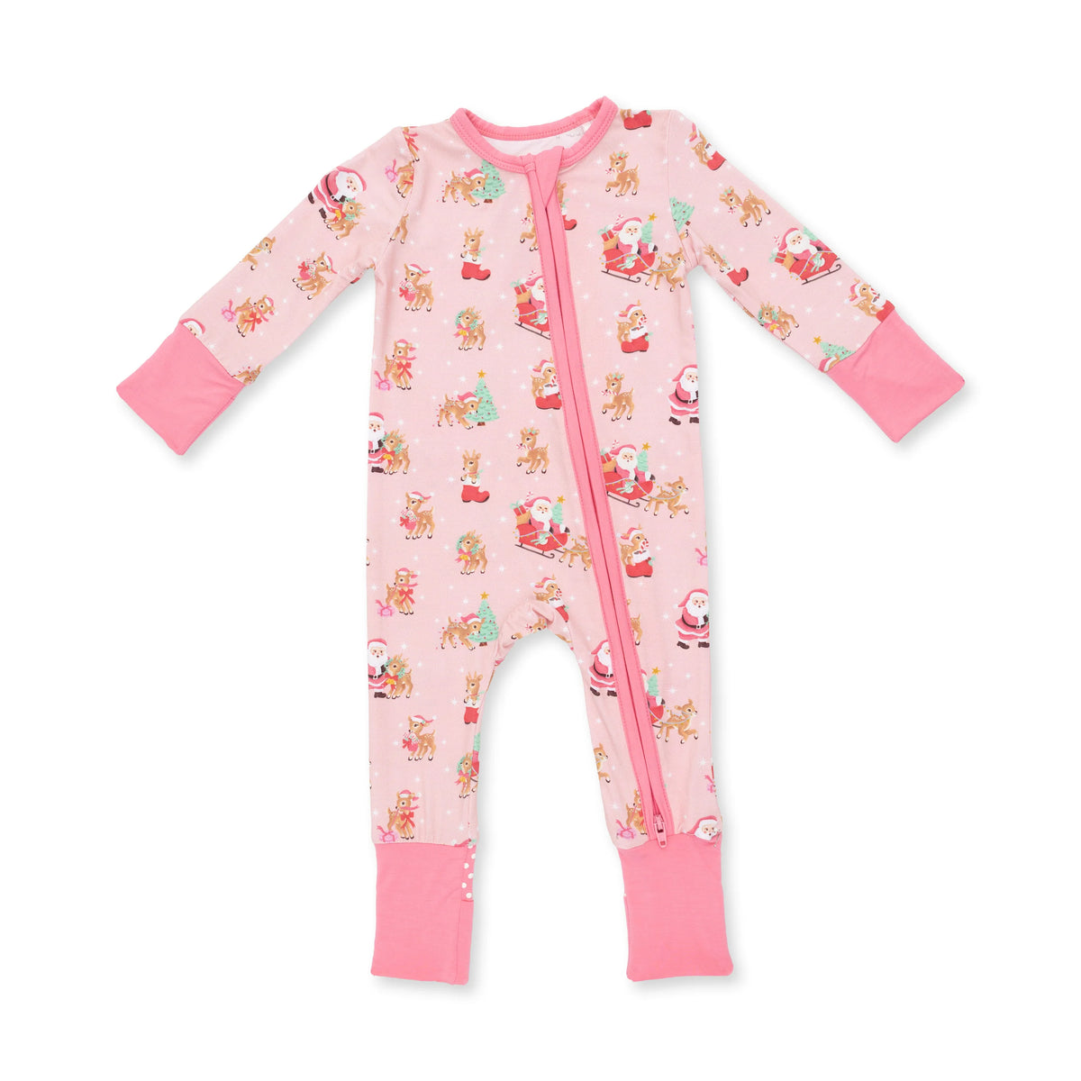 Vintage Reindeer & Santa Pink I Convertible Romper