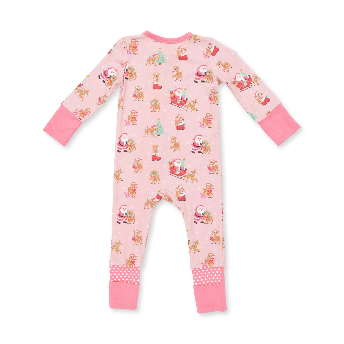Vintage Reindeer & Santa Pink I Convertible Romper