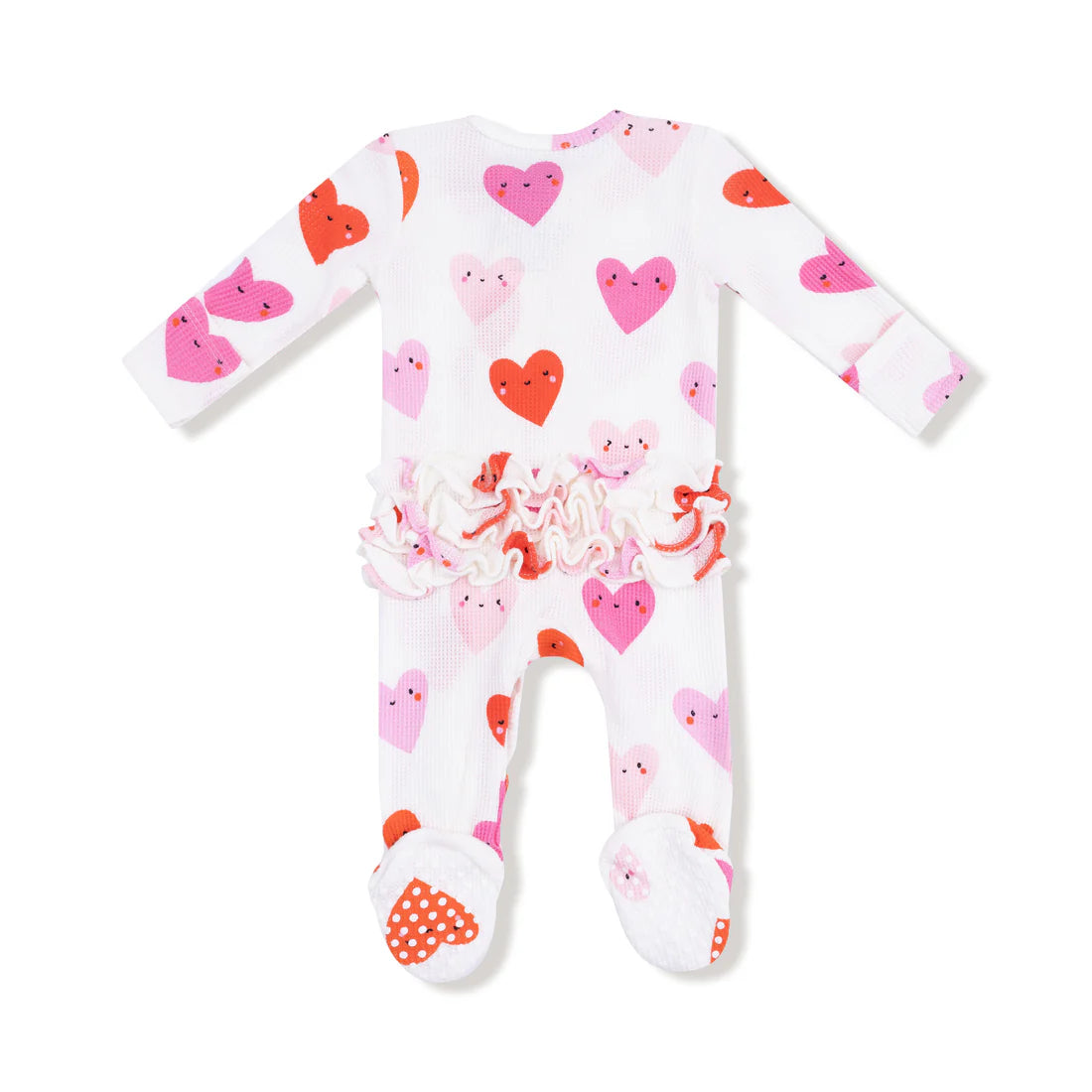 Happy Hearts | 2 Way Ruffle Zipper Footie