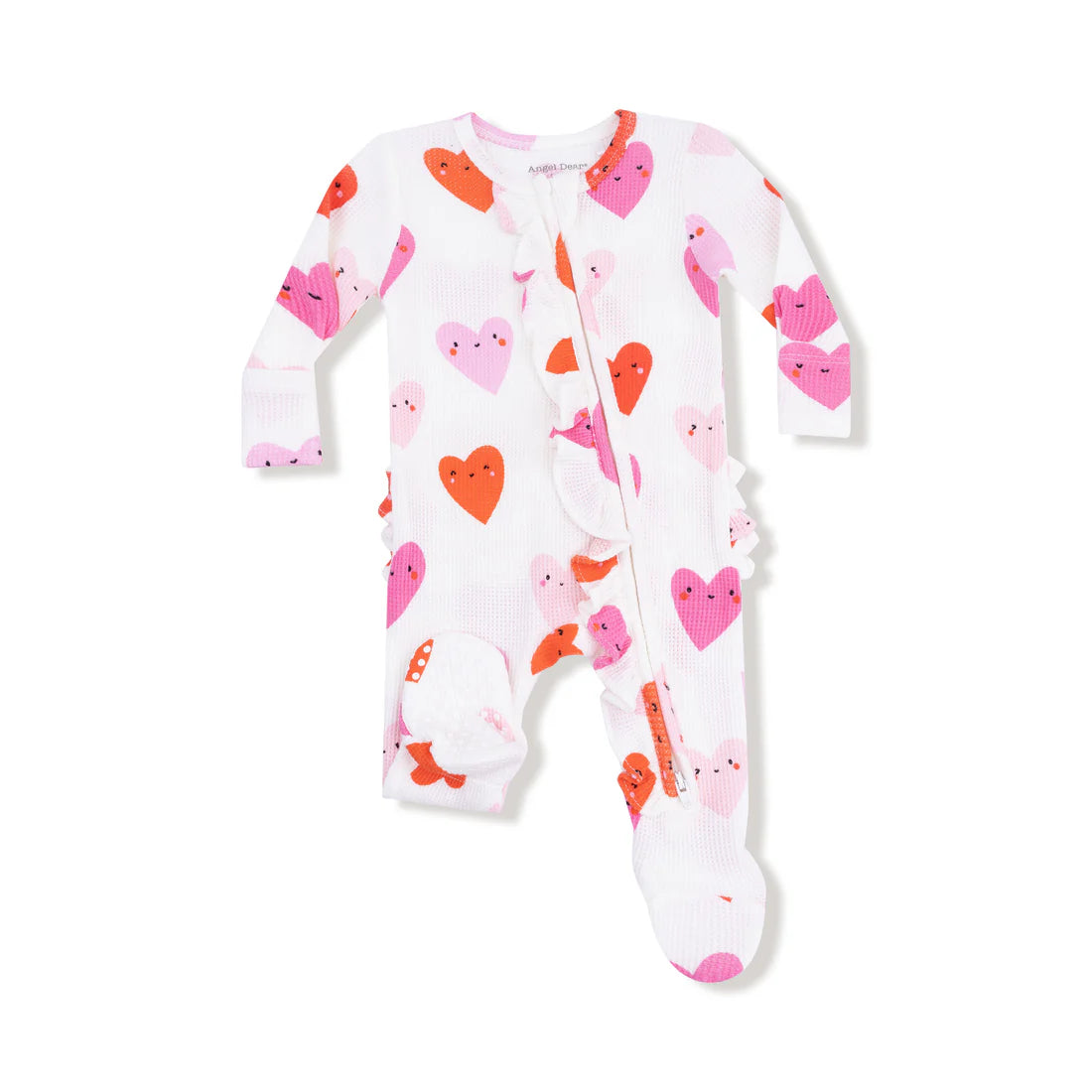 Happy Hearts | 2 Way Ruffle Zipper Footie