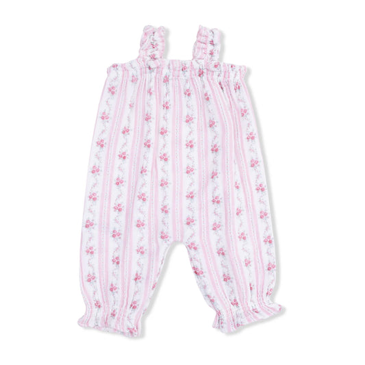 Winding Roses Stripe | Ruffly Strap Overall