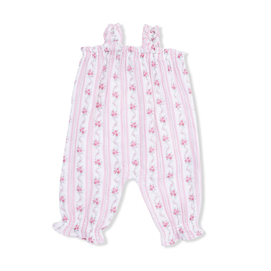 Winding Roses Stripe | Ruffly Strap Overall